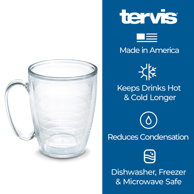 [Australia - AusPower] - Tervis Made in USA Double Walled Clear & Colorful Tabletop Insulated Tumbler Cup Keeps Drinks Cold & Hot, 16oz Mug, Clear 