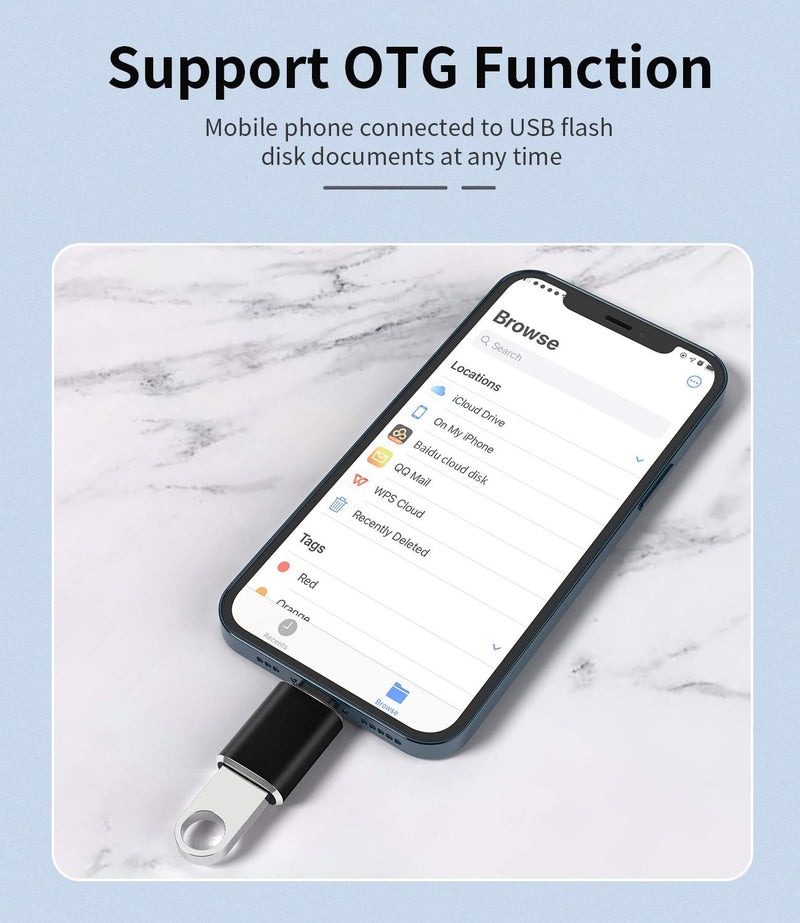 [Australia - AusPower] - Lightning Male to USB Female Adapter OTG Cable for Apple iPhone 11 12 Mini max pro xs xr x se2 7 8plus Ipad air3 A Camera Memory Stick Connector Keyboard and Mouse Flash Drive Connection Kit Splitter 