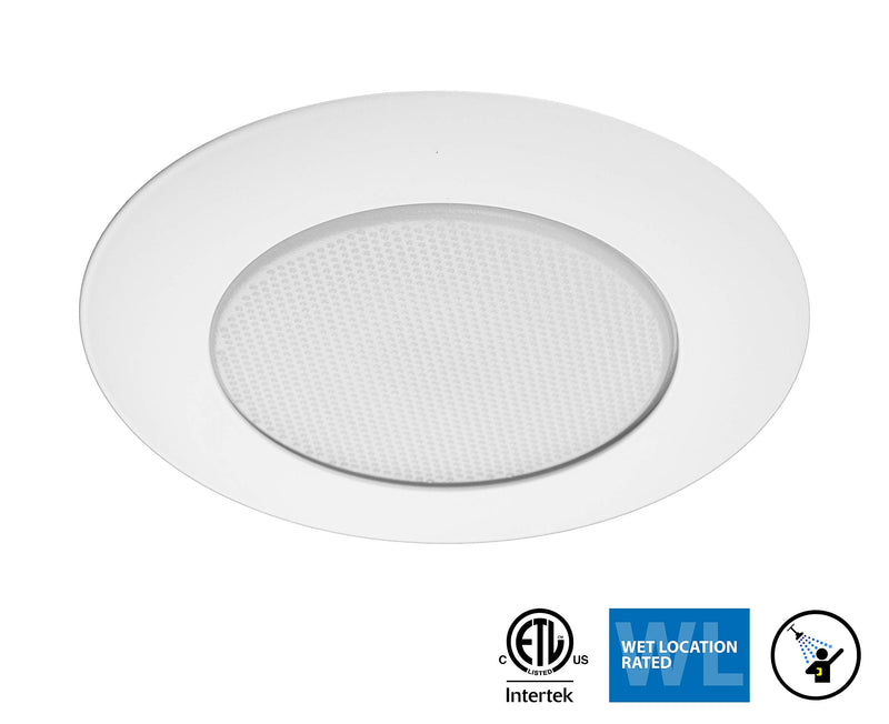 [Australia - AusPower] - NICOR Lighting 6 inch White Recessed Shower Trim with Albalite Lens (17505) 