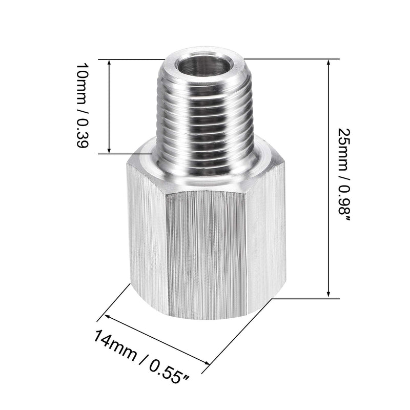 [Australia - AusPower] - uxcell Pipe Fitting Reducer Adapter 1/8" NPT Male x 1/8" NPT Female for Water Oil Air Pressure Gauge Engine Temp Sensor, Stainless Steel, Pack of 1 1/8" NPT x 1/8" NPT 
