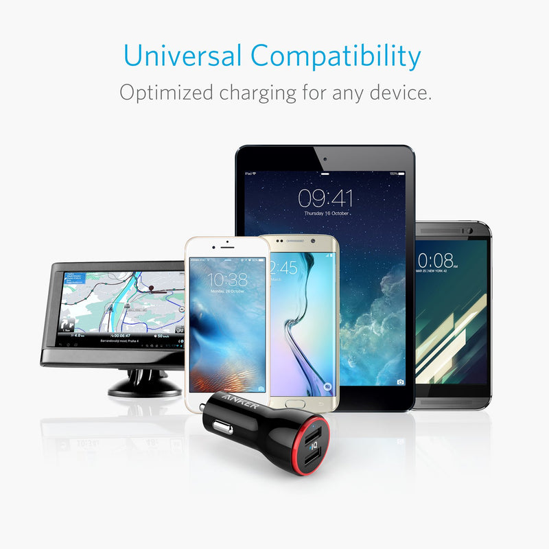 [Australia - AusPower] - Anker Power Drive 2 Car Charger 24 W/4.8 A Dual Port USB Car Charger + for iPhone 8/8 +/iPhone X; iPad Air, Mini, Samsung Galaxy, Note, Nexus, HTC, LG, Tablets, Bluetooth Devices, Power Bank and More 
