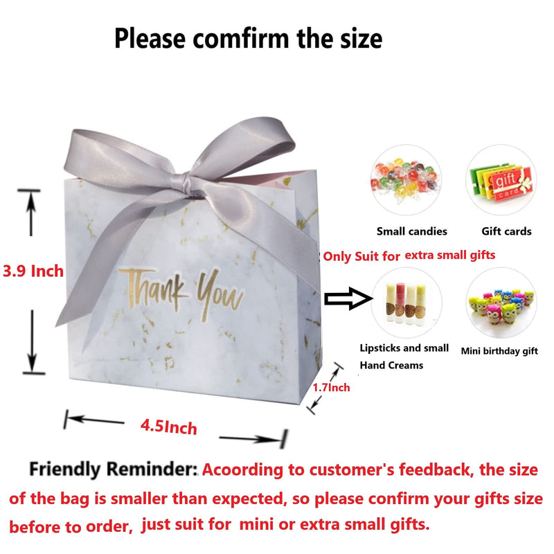 [Australia - AusPower] - 25PCS Thank You Gift Bags Small Size, 4.5x1.7x3.9Inch Marble Pattern with Bowknot Decor Mini gift Bags, Party Favor Bag Candy Boxes for Wedding Birthday Bridal Shower Baby Shower B style 