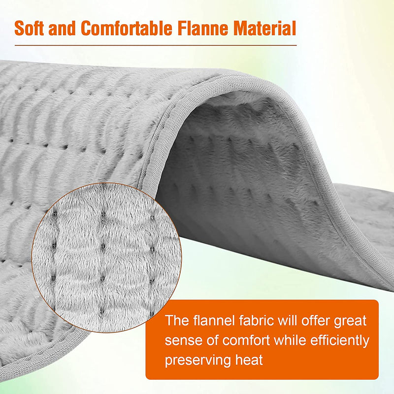 [Australia - AusPower] - Pure Enrichment® PureRelief™ XL Heating Pad - LCD Controller with 6 InstaHeat Settings for Cramps, Back, Neck, & Shoulder Pain Relief, Moist Heat Option, Machine Washable, 12" x 24" Storage Bag (Gray) Gray 
