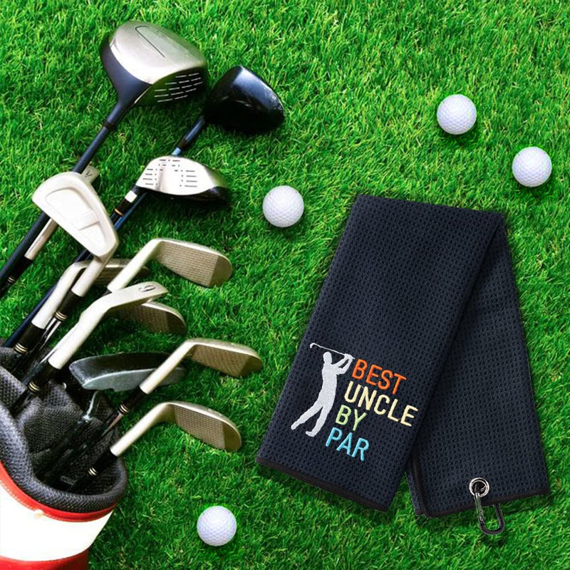 [Australia - AusPower] - DYJYBMY Best Uncle by Par Golf Towel, Embroidered Golf Towels for Golf Bags with Clip, Golf Gifts for Men Women, Birthday Gifts for Golf Fan, Retirement Gifts 