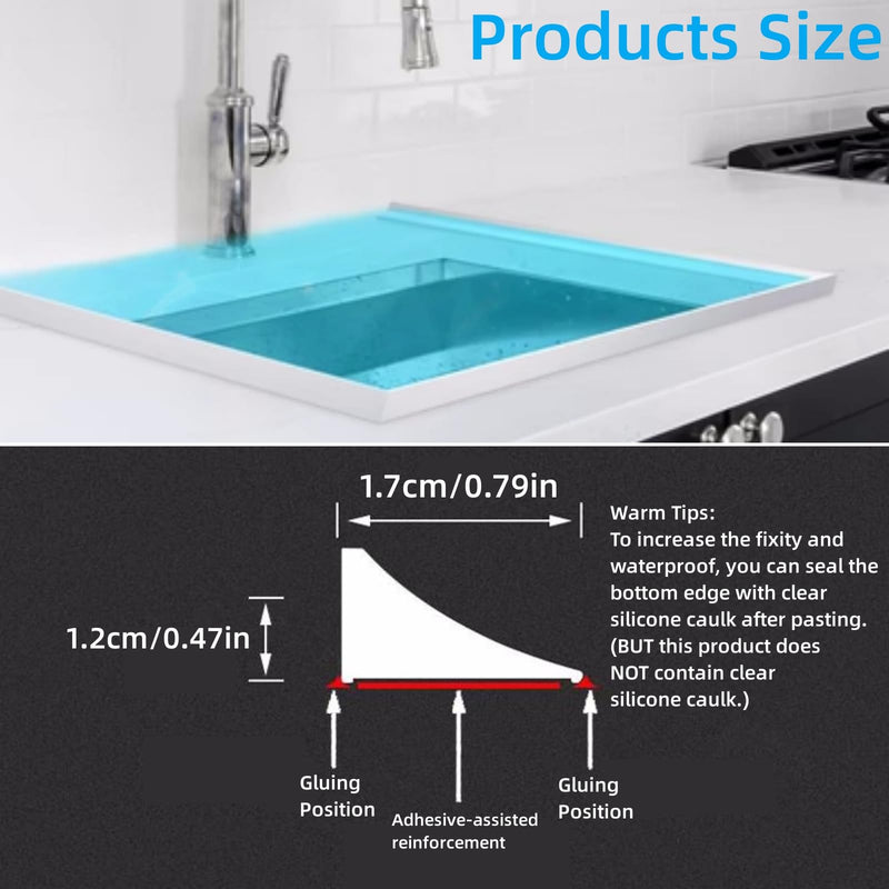 [Australia - AusPower] - Self Adhesive Silicone Waterproof Shower Water Strip Dam Shower Threshold Water Dam Water Barrier for Sink Bathroom and Kitchen Shower Guard Corner Water Retaining Dam Strip (39inch, White) 39inch 