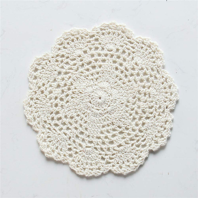 [Australia - AusPower] - Saideke Home Package of 6 Hand Crocheted 8 inch Round White Doilies - 100% Cotton 