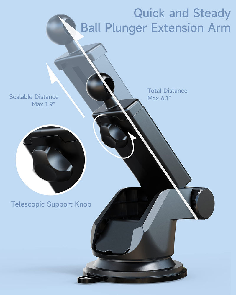 [Australia - AusPower] - Car Mount Suction Cup Replacement, ZEEHOO GPS Suction Cup Mount [17 mm Ball Joint] with Telescopic Arm for Car Phone Holder, Wireless Car Charger & Garmin Nuvi, Dashboard &Windshield Mounting 