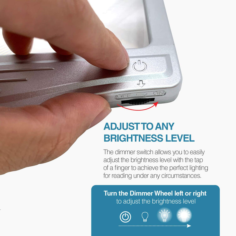 [Australia - AusPower] - MagniPros 3X Large Ultra Bright LED Page Magnifier with 12 Anti-Glare Dimmable LEDs(Evenly Lit Viewing Area & Relieve Eye Strain)-Ideal for Reading Small Prints & Low Vision Seniors with Aging Eyes 