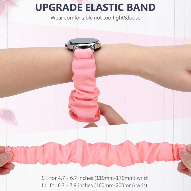 [Australia - AusPower] - SAMYERLEN 20mm Scrunchie Watch Band Compatible with Samsung Galaxy Watch Active/Active2 40mm/44mm, Elastic Fabric Replacement Wristbands Pink S：for 4.7 - 6.7 inches (119mm-170mm) wrist 