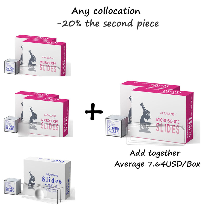 [Australia - AusPower] - Vabiooth Rounded Edge Microscope Slides Kit, 50 Pcs Pre-Cleaned Blank Microscope Slides and 100 Pcs 22x22mm Square Coverslips Cover Glass for Monocular Binocular Trinocular Microscopes Blank Slides/150 Pcs 