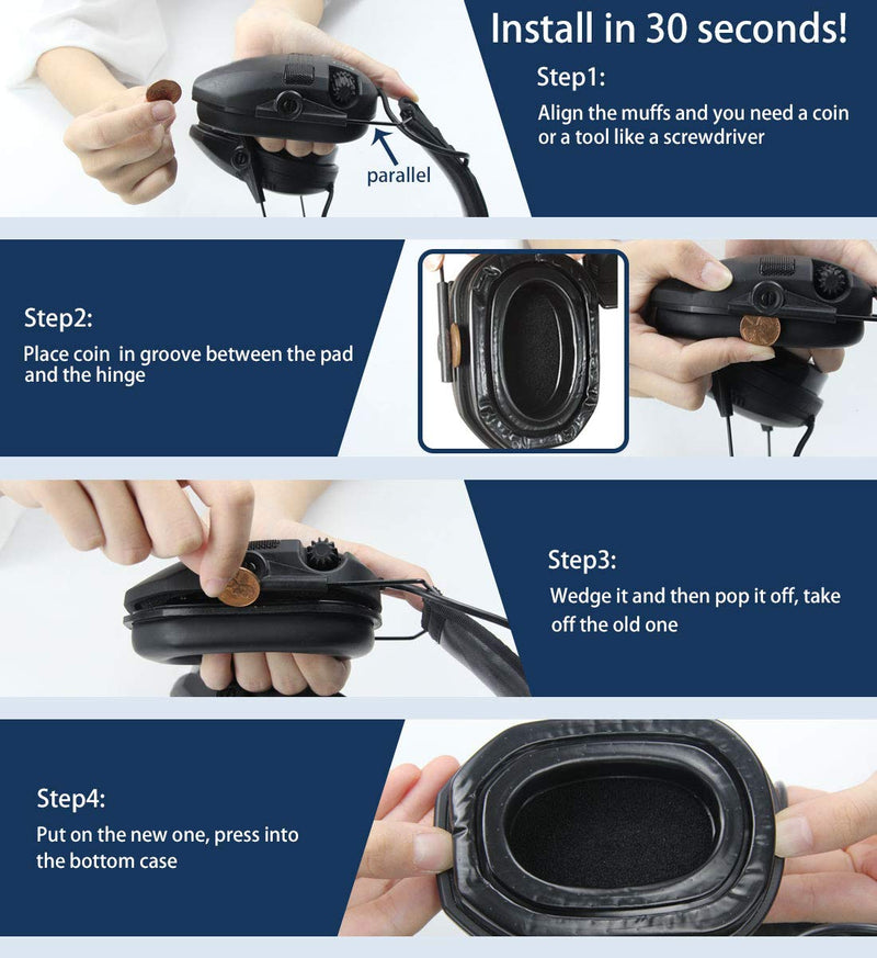 [Australia - AusPower] - PROHEAR GEP03 Upgraded Gel Ear Pads for Walker's Razor Earmuffs, Comfortable and Soft Replacement Gel Ear Cups with Sealed Bottom Shell 