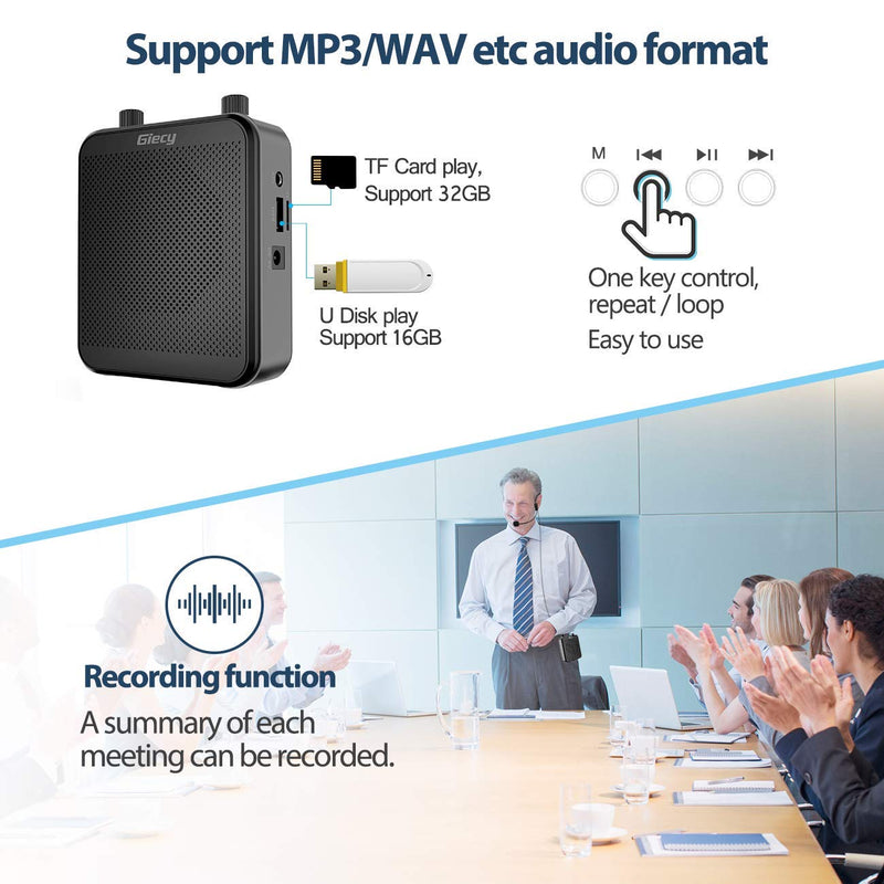 [Australia - AusPower] - Giecy Portable 30W Voice Amplifiers 2800mAh Large Capacity Rechargeable Battery Bluetooth PA Sytem for Classroom, Meetings and Outdoors voice amplifier 1 
