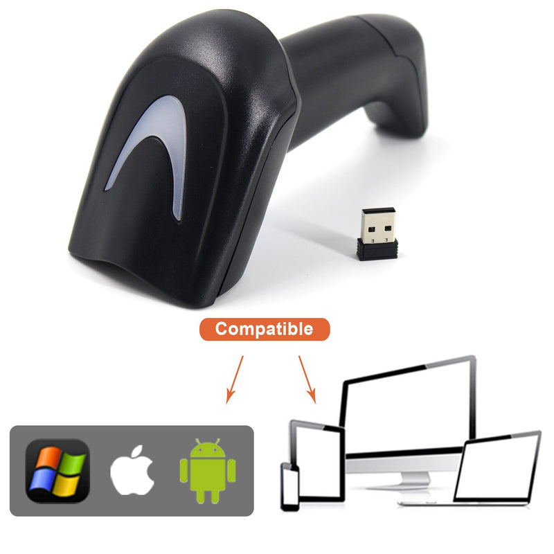 [Australia - AusPower] - 2D Wireless Barcode Scanner,Symcode 2.4G CCD Bar Code Reader with Long Transfer Distance for Mobile Payment MJ-4000-B 