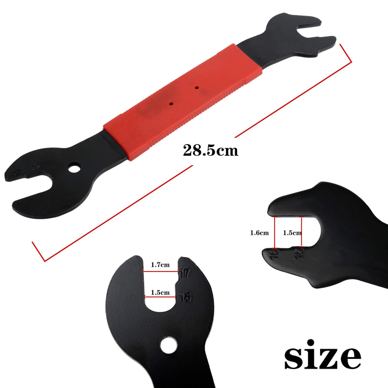 [Australia - AusPower] - Pedal Wrench Double Sided Bicycle Pedal Removal 15/16/17mm Bike Spanner Home Mechanic Pedal Repair Tool With Long Hand Comfortable Grip Energy-saving Cycling Crank Set for Biking Maintenance & Repair 