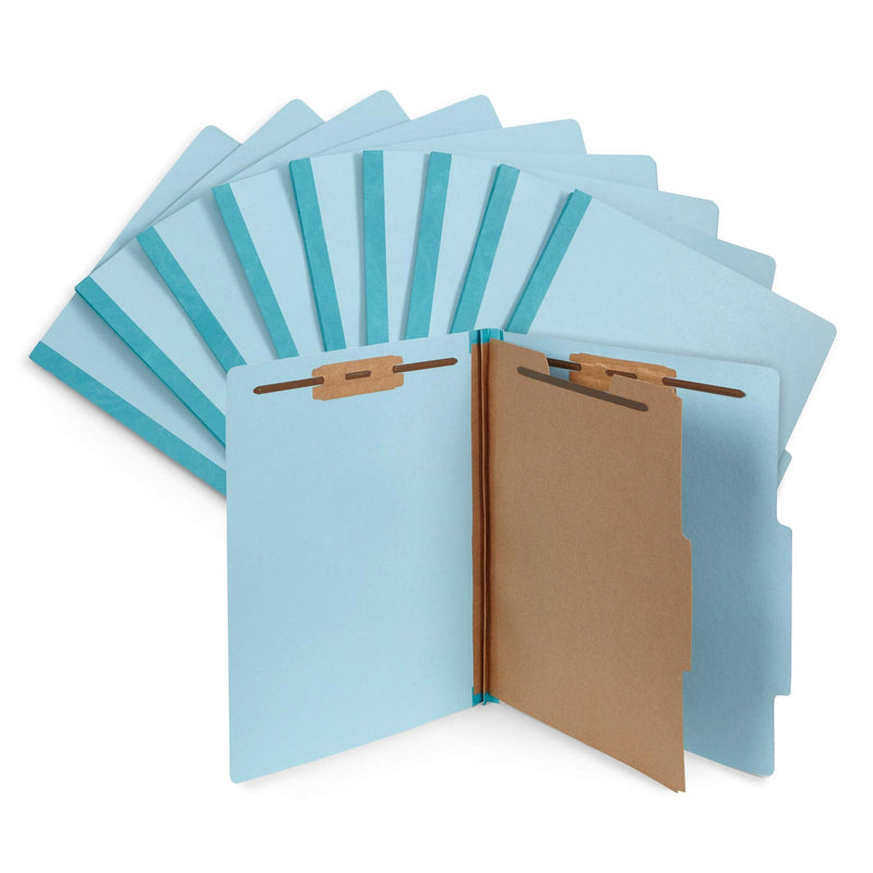 [Australia - AusPower] - 10 Blue Classification Folders - 1 Divider - 2 Inch Tyvek Expansions - Durable 2 Prongs Designed to Organize Standard Medical Files, Law Client Files, Office Reports - Letter Size, Blue, 10 Pack 