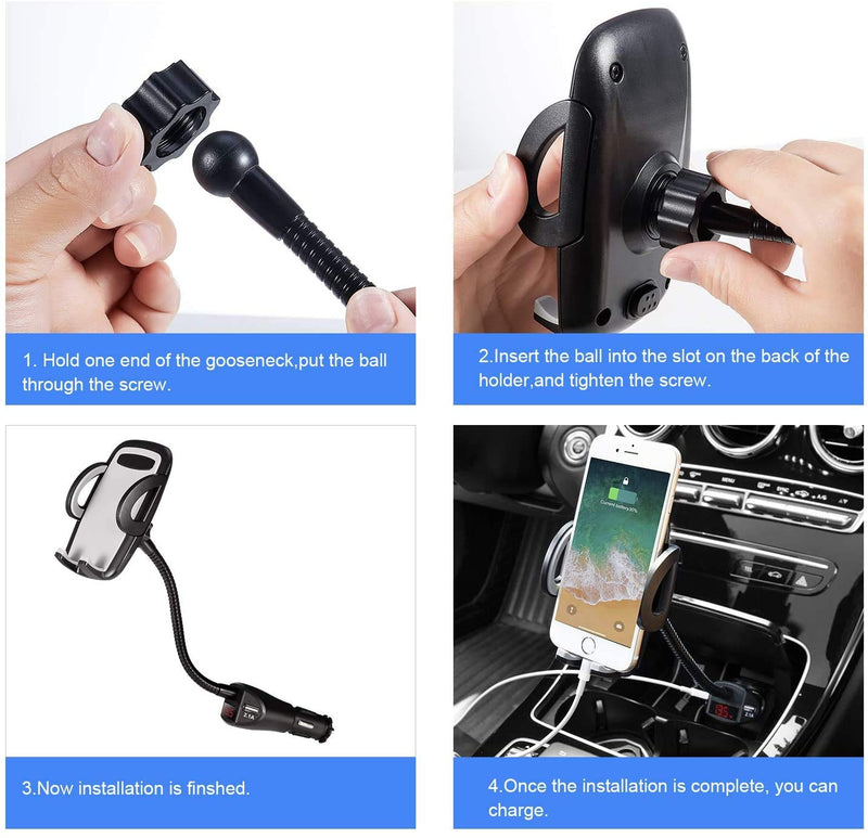 [Australia - AusPower] - Phone Holder for Car, Upgraded Adjustable Car Phone Mount Cigarette Lighter Cell Phone Car Mount Compatible iPhone 13 12 11 X 8, Galaxy S10 S9 S8, Mate20 P30, GPS Black Gray 
