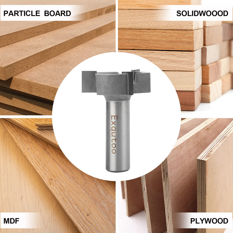 [Australia - AusPower] - Exqutoo 1/2" Shank 1-1/2 inch Cutting Diameter, 1/2 Height T Shape CNC Spoilboard Surfacing Router Bits, Wood Milling Cutter Planing Tool for Woodworking Tool 