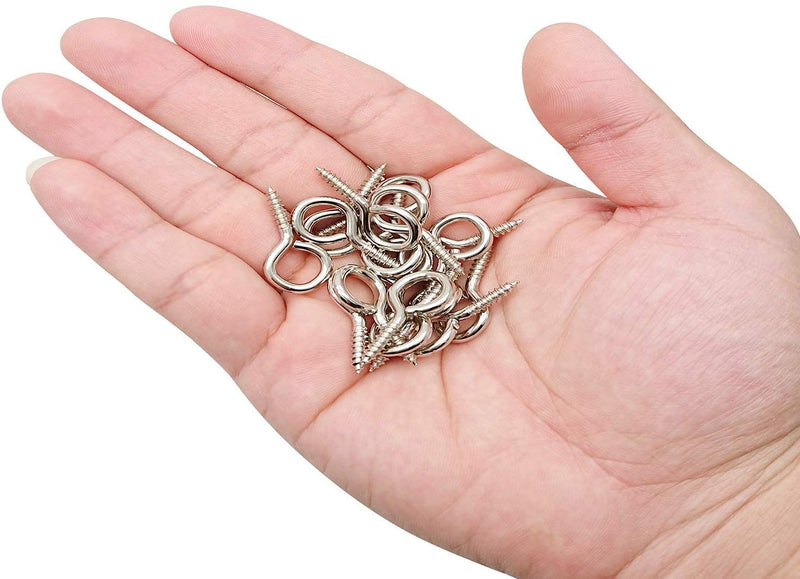 [Australia - AusPower] - 1 Inch Small Screw Eyes Metal Screw Hooks Ring Screws Fasteners Hardware Tools 120 Pcs. Silver 