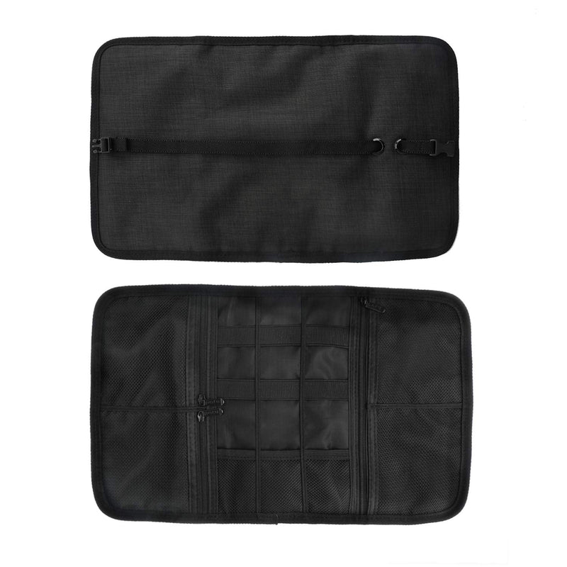 [Australia - AusPower] - Patu Roll Up Electronics Accessories Travel Gear Organizer Case, Black - Portable Universal External Batteries Hard Drives Cable Management Healthcare Cosmetics Kit Bag 
