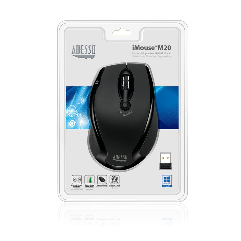 [Australia - AusPower] - Adesso iMouse M20B - Wireless Ergonomic Optical Mouse 