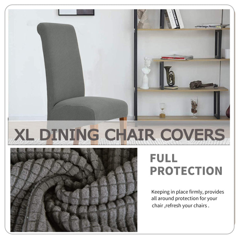 [Australia - AusPower] - Deisy Dee Stretch XL/Oversized Soft Spandex Extra Large Dining Room Chair Covers for Kitchen Dining，Removable Washable Chair Protectors Slipcovers (Grey, 2) Grey 