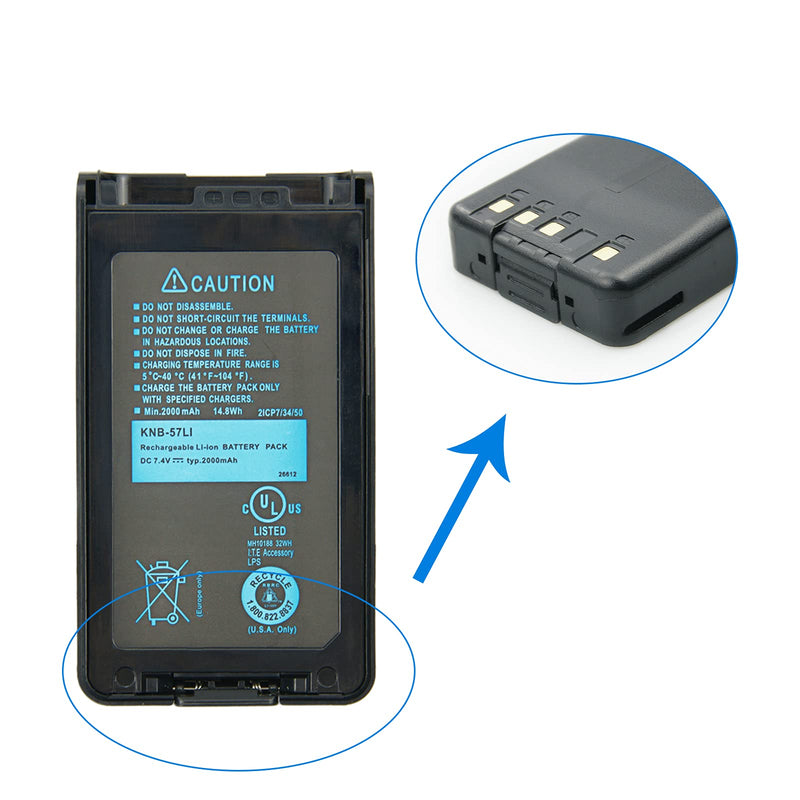 [Australia - AusPower] - 7.4V 2000mAh KNB-57L Replacement Battery for Kenwood TK-2170 TK-2140 TK-2160 TK-3140 TK-3160 TK-3173 Two Way Radio Battery 