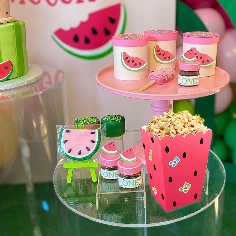 [Australia - AusPower] - 20 pcs Cartoon Melon Popcorn Boxes, Snack Treat Boxes Candy Cookie Container for Kids Boys Girls J Watermelon Theme Birthday Favors Movie Night Party Supplies Decorations 