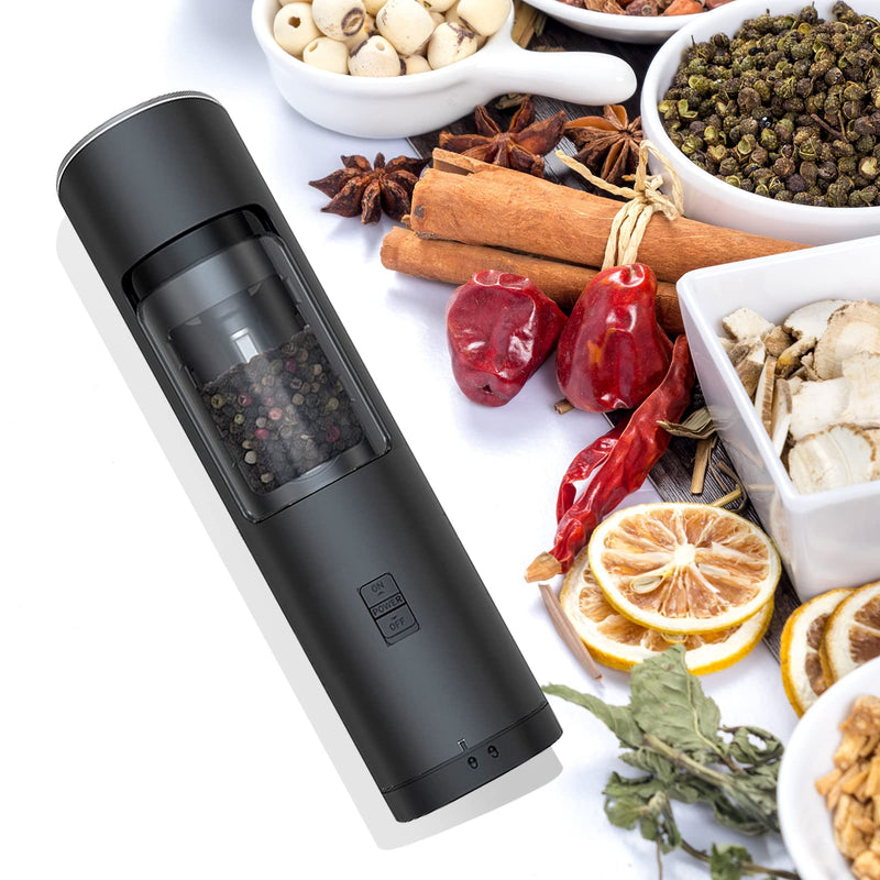 [Australia - AusPower] - Gravity Electric Salt and Pepper Grinder, Battery Operated Automatic Black Pepper Mill, Refillable & Adjustable Coarseness Sea Salt Peppercorn Grinder with LED Light 