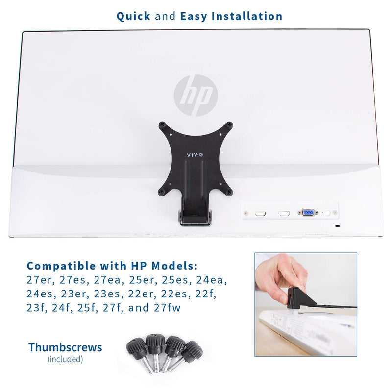 [Australia - AusPower] - VIVO Quick Attach VESA Adapter Designed for HP Models 27er, 27es, 27ea, 25er, 25es, 24ea, 23er, 23es, 22er, 22es, 22f, 23f, 24f, 25f, and 27f, VESA 75x75m and 100x100mm Conversion Kit, MOUNT-HP27ER 
