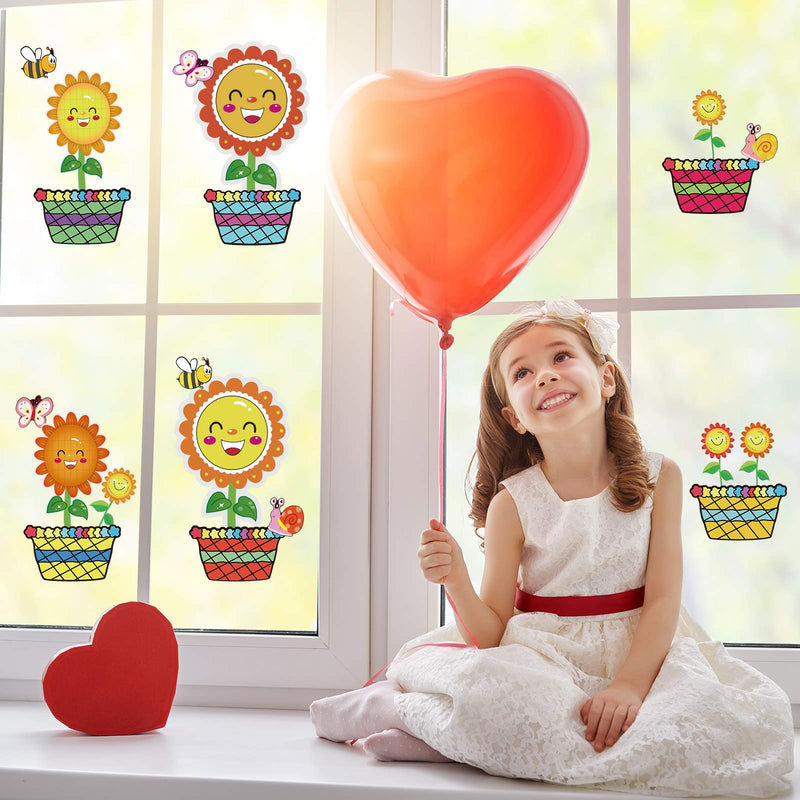 [Australia - AusPower] - 22 Pieces Spring Classroom Flowers Bulletin Board Decoration Cutouts Set Springtime Blooms Colorful Butterfly Bee Snail Flower Pots Sunflower Cutouts with Glue Point Dots for 100th Day of School 