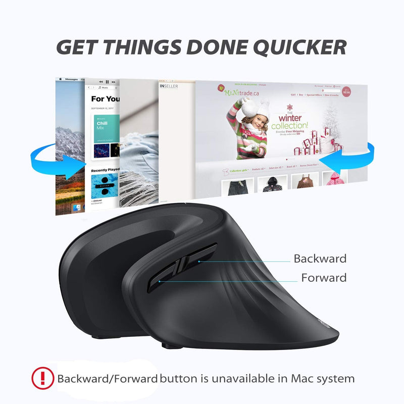 [Australia - AusPower] - iClever BK03 Bluetooth Keyboard, Bluetooth 5.1 Foldable Wireless Keyboard with Portable Pocket Size and iClever Ergonomic Mouse - Wireless Vertical Mouse 6 Buttons 