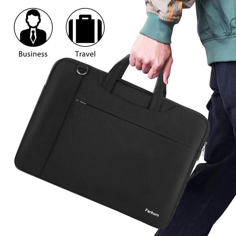 [Australia - AusPower] - Ferkurn Laptop Bag Sleeve Carrying Case Compatible with 17 17.3 Inch Computer/Notebook/MacBook Pro 17"/ Asus/ThinkPad/Samsung/Envy,Protective Computer Shoulder Waterproof Bag with Handle, Black 17 inch 