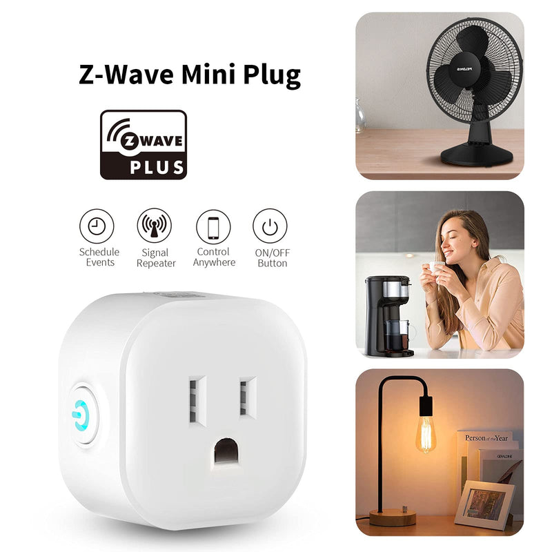 [Australia - AusPower] - Minoston Z-Wave Outlet Mini Plug-in Socket, Z-Wave Hub Required, Built-in Repeater/Range Extender, Work with SmartThings, Wink, Alexa, Google Assistant, FCC Listed(MP21Z) Mini Outlet-2 Pack 