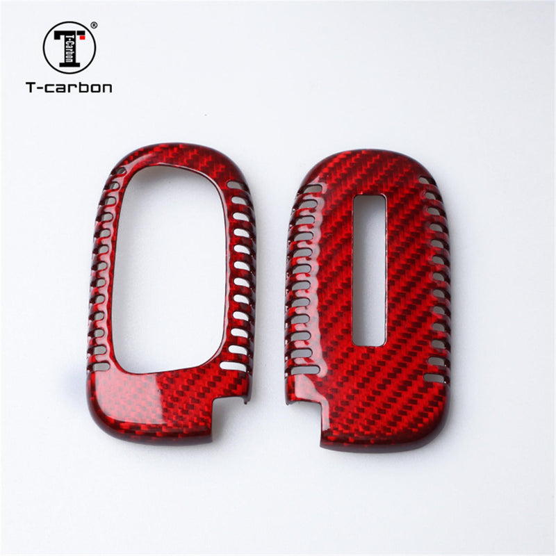 [Australia - AusPower] - MissBlue Carbon Fiber Key Fob Cover for Jeep Car Remote Key, for Jeep Cherokee Compass Grand Cherokee SRT Renegade Smart Car Key, Light Weight Glossy Finish Key Fob Case - A Style - Red 