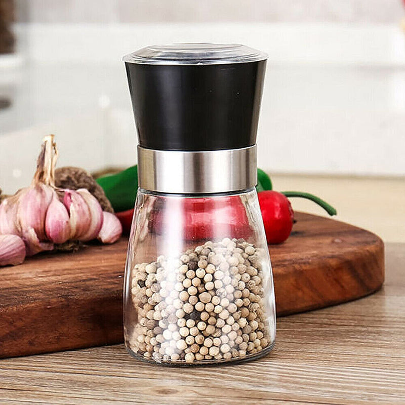 [Australia - AusPower] - Salt Pepper Grinder - Salt and Pepper Grinder Refillable Shakers for Home, Kitchen, Barbecue, Party - Modern Salt and Pepper Shakers Kitchen Table Accessories - Ceramic Grinder to Refill Sea Salt 