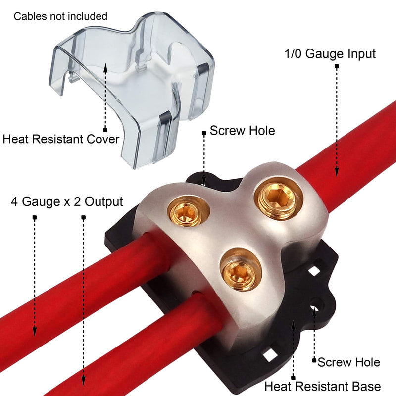 [Australia - AusPower] - Freajoin 0/2/4 AWG Gauge Power Distribution Block 1/0 Gauge in - 2 x 4 Gauge Out 1/0 GA In to (2) 4 GA Out 