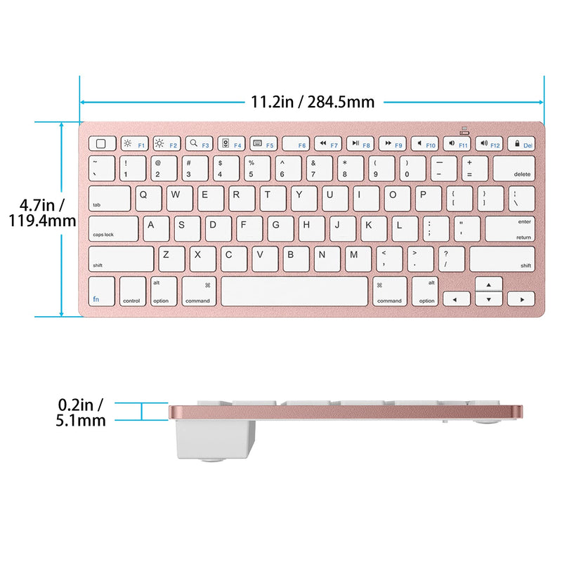 [Australia - AusPower] - OMOTON Ultra-Slim Bluetooth Keyboard Compatible with iPad 10.2(9th/ 8th/ 7th Generation)/ 9.7, iPad Air 4th Generation, iPad Pro 11/12.9, iPad Mini, and More Bluetooth Enabled Devices, Pink Gold 