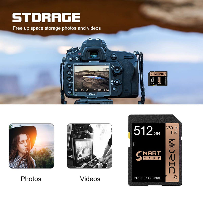 [Australia - AusPower] - 512GB SD Card Memory Card High Speed Security Digital Memory Card Class10 for Videographers,Vloggers and Other Compatible Devices 