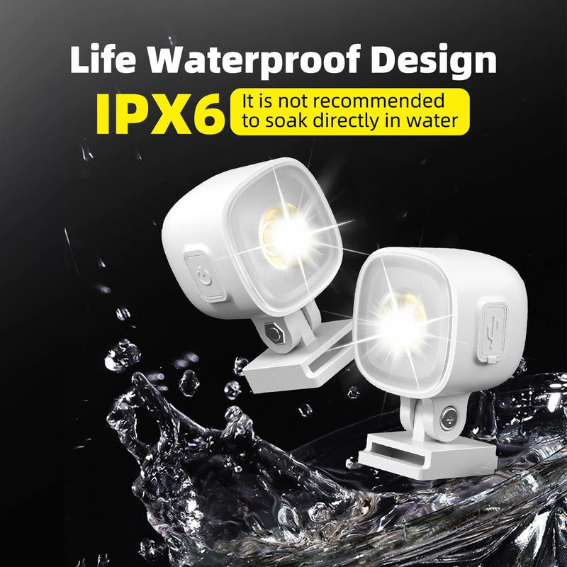 [Australia - AusPower] - 2 Pcs Rechargable Headlights for Croc, Outdoor Waterproof LED Flashlight for Shoes, Clip on Crock Light Attachment Charm, Accessories for Camping, Walking, IPX6, 3 Light Modes, Last 20 Hours 