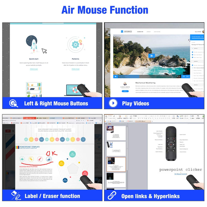 [Australia - AusPower] - Presentation Clicker Air Mouse Function Wireless Presenter USB Powerpoint Clicker, RF 2.4 GHz Presentation Remote Control Clicker for powerpoint presentations Support Mac, Laptop, Computer 11 
