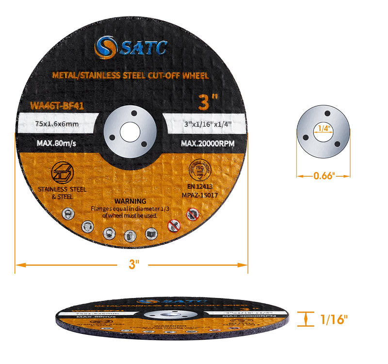 [Australia - AusPower] - S SATC 25 PCS Cutting Disc 3 Inch Grinder Wheel 3" x 1/16" x 1/4" Cut-off Wheels Fits Angle Grinder Concrete Accessories Saw Grinder Metal Cut Tools Grinder Attachment 25 PCS 3"x.1/16"x1/4" Cut Off Wheels 