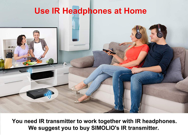 [Australia - AusPower] - SIMOLIO IR Wireless Headphones for Car DVD Player Headrest Video, On-Ear Infrared Headphones Headset Universal, w/Storage Bag & 3.5mm Aux Cord, 2 Channel Automotive IR Headphone, Foldable and Durable red & black 