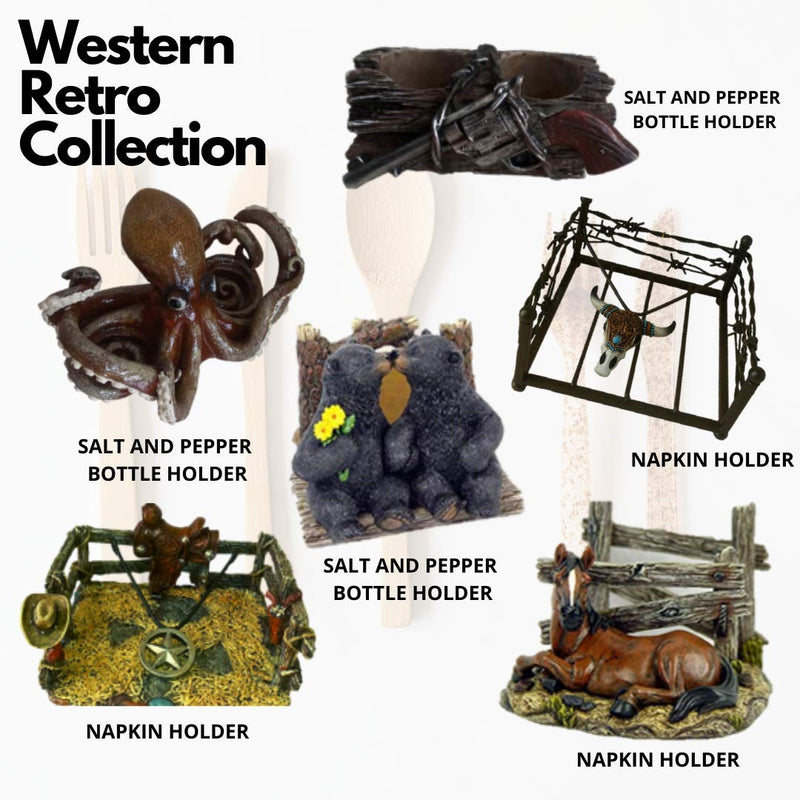 [Australia - AusPower] - Comfy Hour Western Retro Collection Resin Moose and Bear Fishing Salt and Pepper Bottle Holder (Bottle Not Included) 
