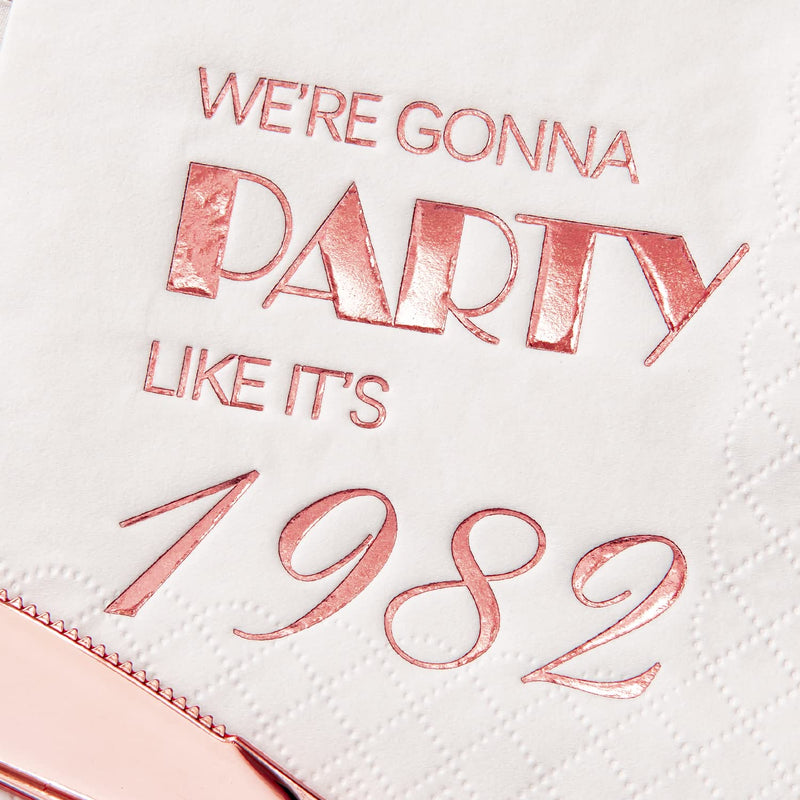 [Australia - AusPower] - Crisky 40th Birthday Cocktail Napkins Rose Gold for Women 40th Birthday Party Decorations for Cake Dessert Berverage Table, 40th Birthday Party Supplies,50 Pcs Disposable Napkins, 3-Ply 