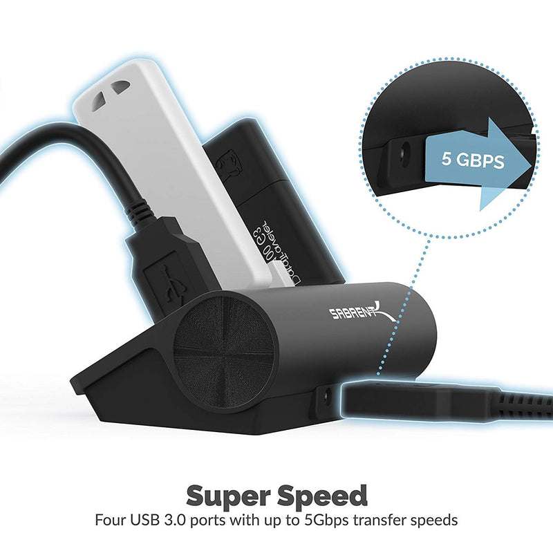[Australia - AusPower] - SABRENT Premium 4 Port Black Aluminum USB 3.0 Hub (30" Cable) for iMac, MacBook, MacBook Pro, MacBook Air, Mac Mini, or Any PC [Black] (HB-MC3B) 