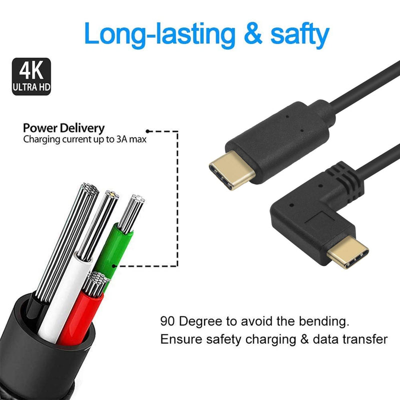[Australia - AusPower] - Poyiccot USB C to USB C Cable 6ft, 90 Degree Right Angle Type C to Type C Cable, USB-C Fast Charging Cable, USB 3.1 Type-C Male to Male Cable for Laptop & Mobile Phone Right Angle Male to Male Cable 