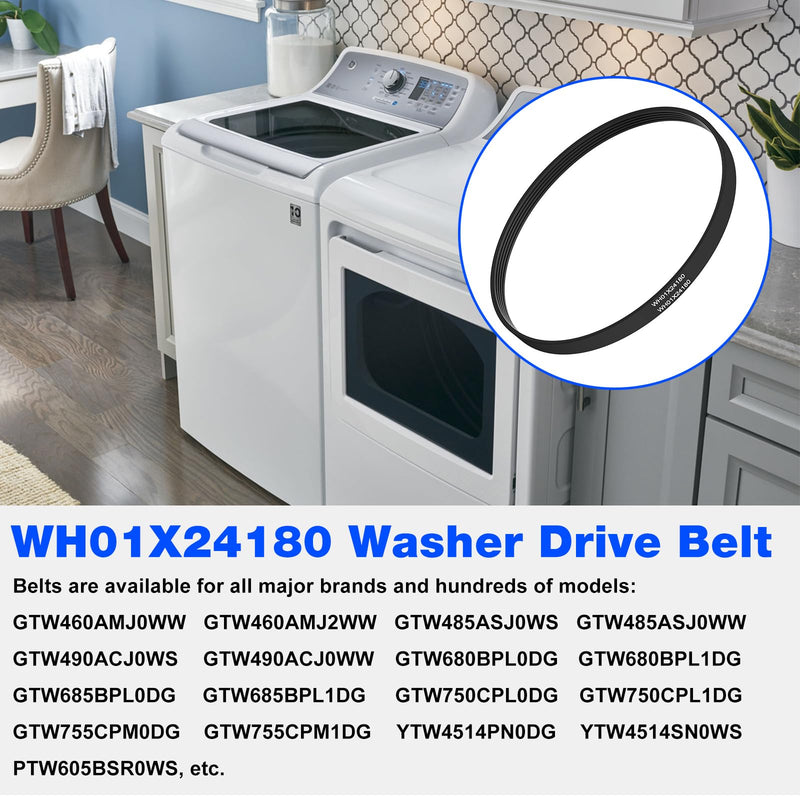[Australia - AusPower] - WH01X24180 Washer Drive Belt Compatible with GE Washers AP6024314 PS11736832 4455970 GTW460AMJ0WW GTW460AMJ2WW GTW485ASJ0WS 