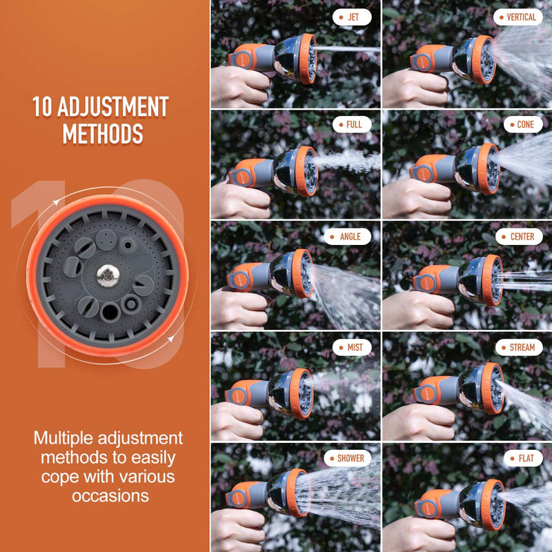 [Australia - AusPower] - Water Hose Nozzle Sprayer, BIBURY Hand Sprayer with 10 Spray Patterns and On Off Valve Thumb Control, High Pressure Garden Hose Spray Nozzle for Watering Plants, Cleaning, Car Wash and Showering Pets M 