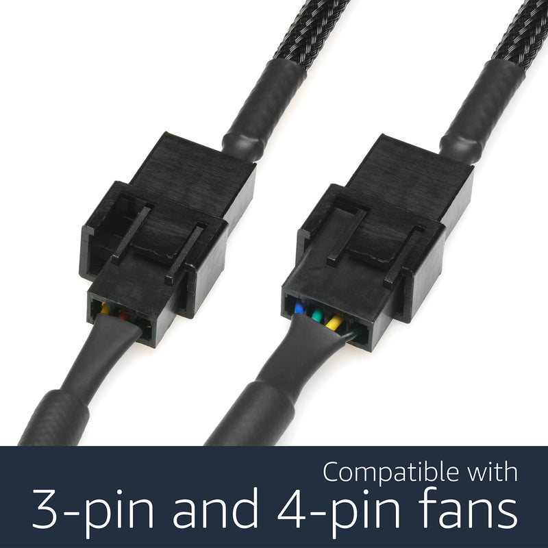 [Australia - AusPower] - CRJ 15-Pin SATA to Four 3-Pin and 4-Pin PWM Sleeved Fan 12V Power Adapter Cable 4 - Four Fan 1 