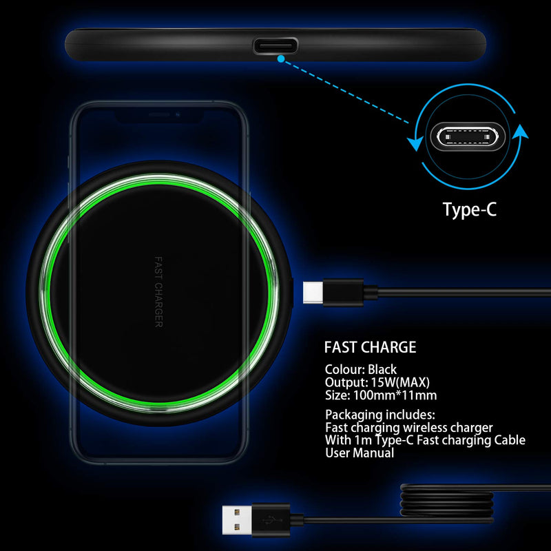 [Australia - AusPower] - Wireless Charger, iSeekerKit 2 Pack 15W Max Fast Wireless Charging Pad Compatible for iPhone 11 Pro/XR/XS/X/8, Galaxy S10/S10e/Note10/9, Google Pixel 3/3XL, V30 V40(No Adapter) 
